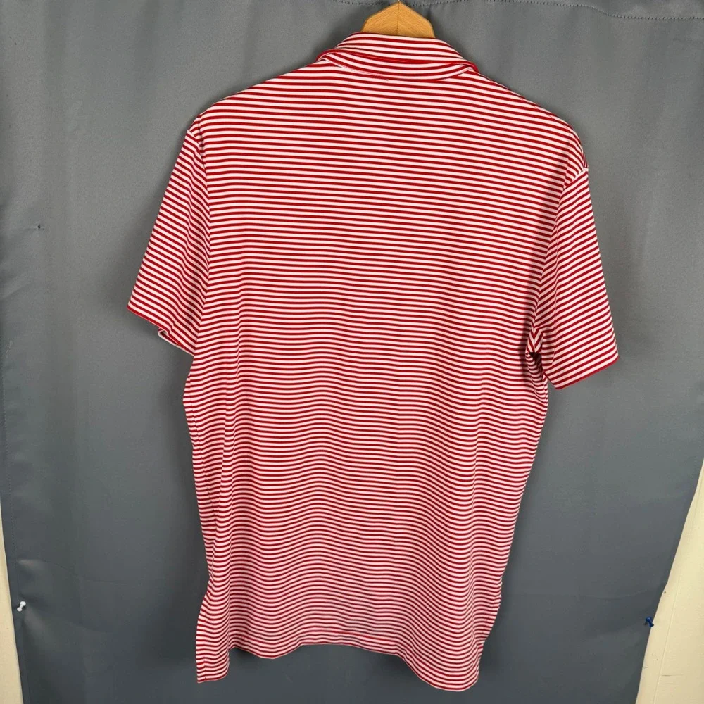 Polo Ralph Lauren Mens Performance Polo Shirt Large Red White Striped Golf Top